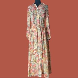 Floral Maxi Dress | Sz 2 | Beautiful | Semi-Sheer | Long Sleeves | GORGEOUS! 🌸